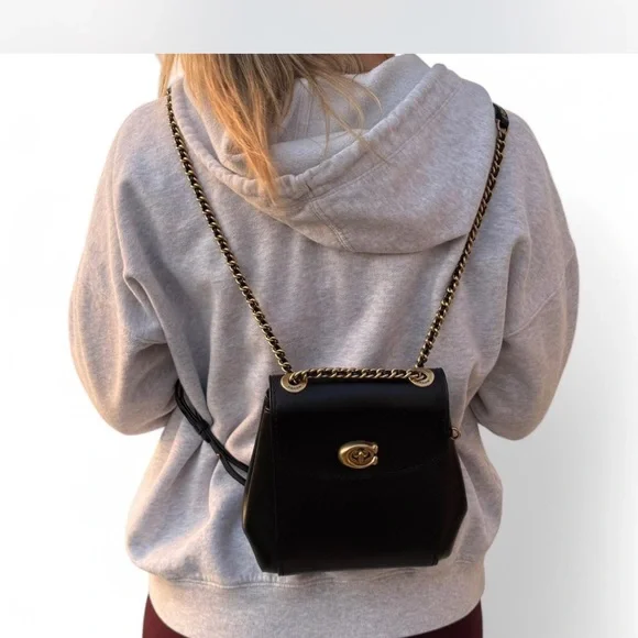 Coach | Bags | Coach Black And Gold Velvet Backpack | Poshmark display picture 2